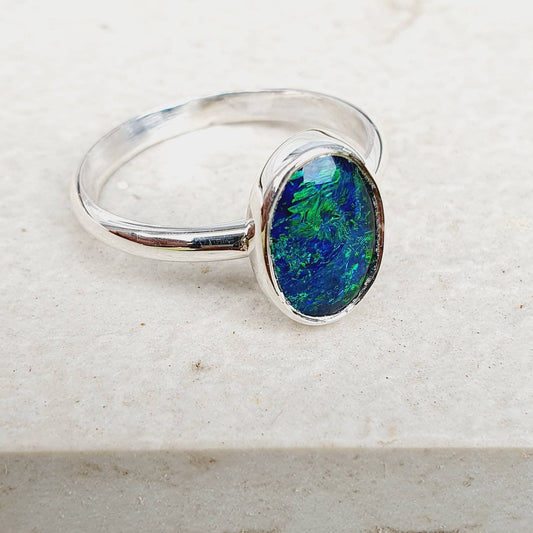 Genuine Lightning Ridge Australian Black Opal Ring