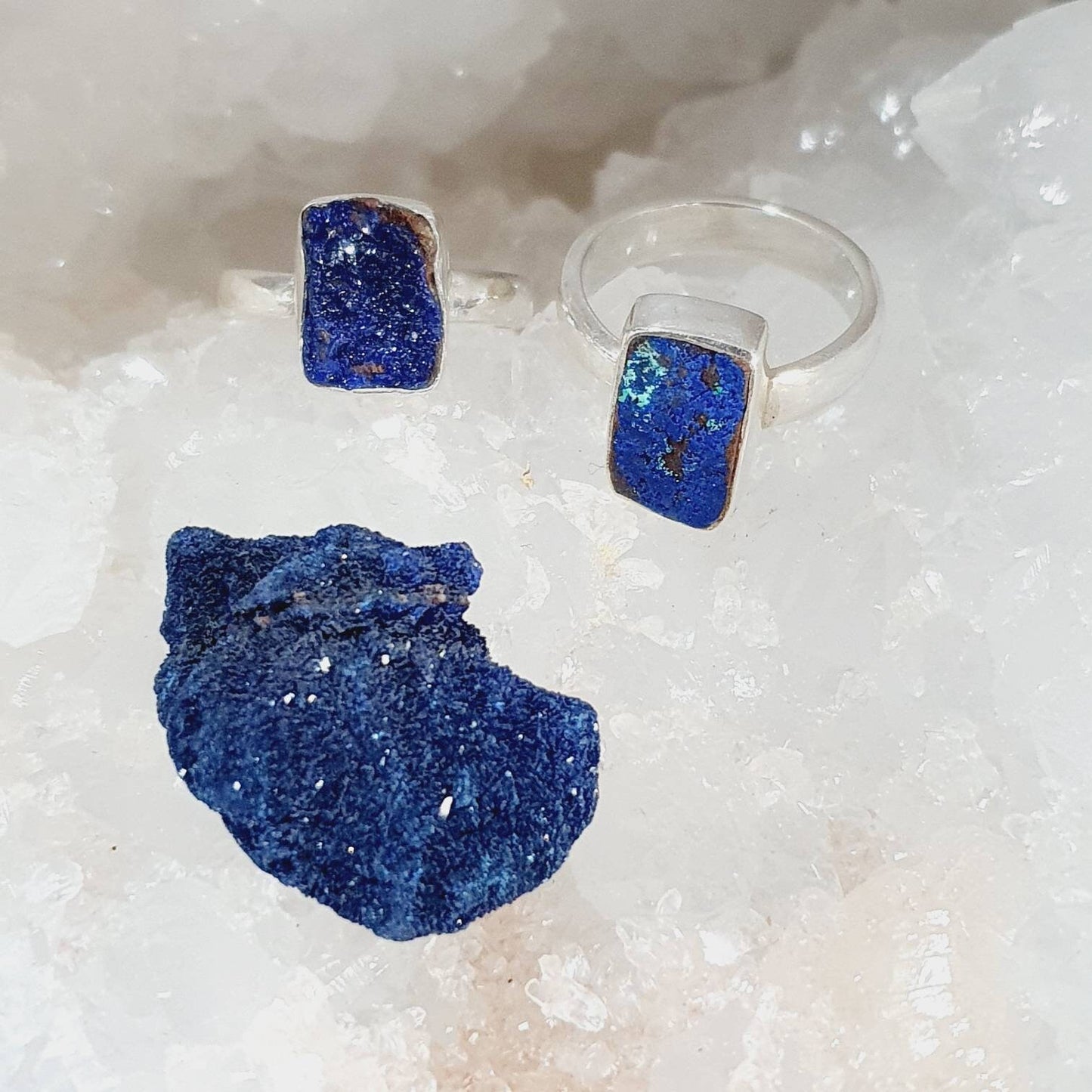 Raw Azurite Ring 925 Sterling Silver | Handmade Natural Azurite Gemstone Ring | Personalised Options