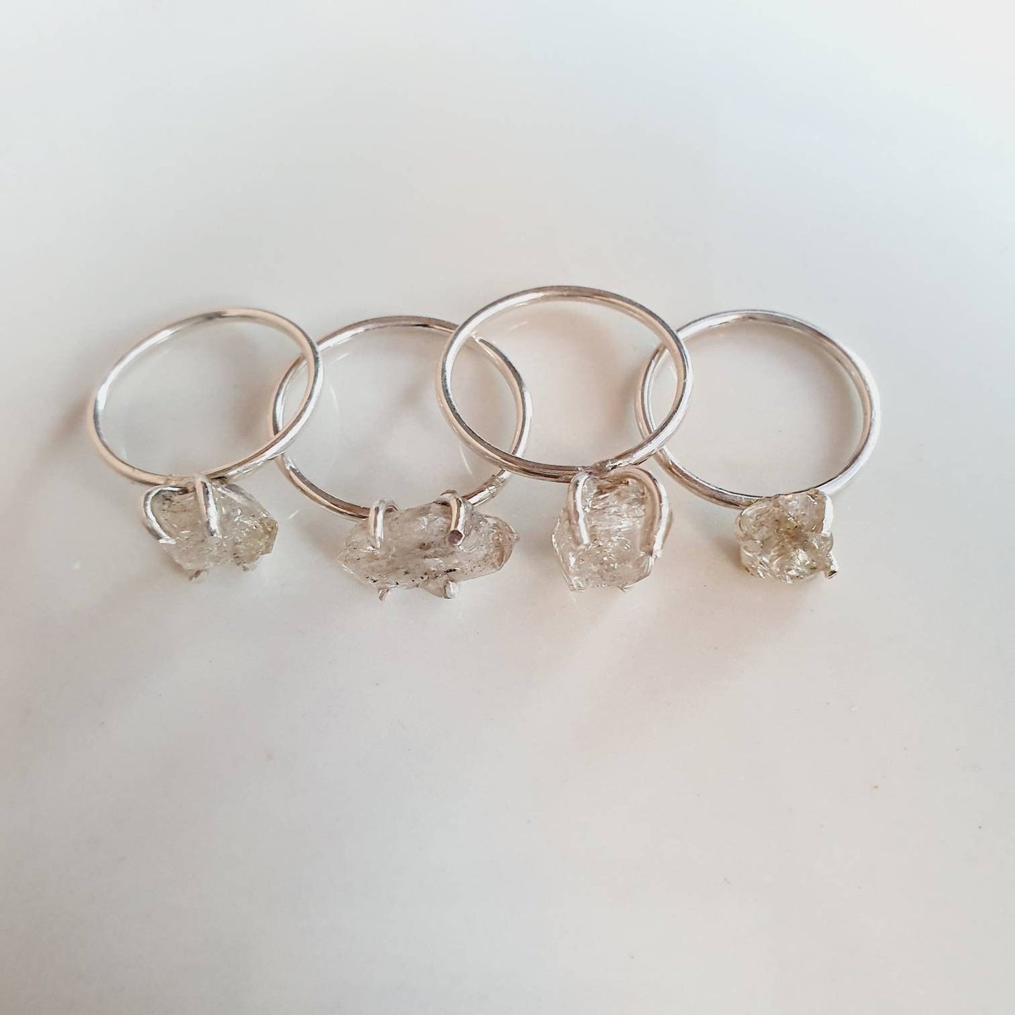 Herkimer Diamond Quartz Ring 925 Sterling Silver | Raw Crystal Gemstone Ring | Handmade Silver Jewellery