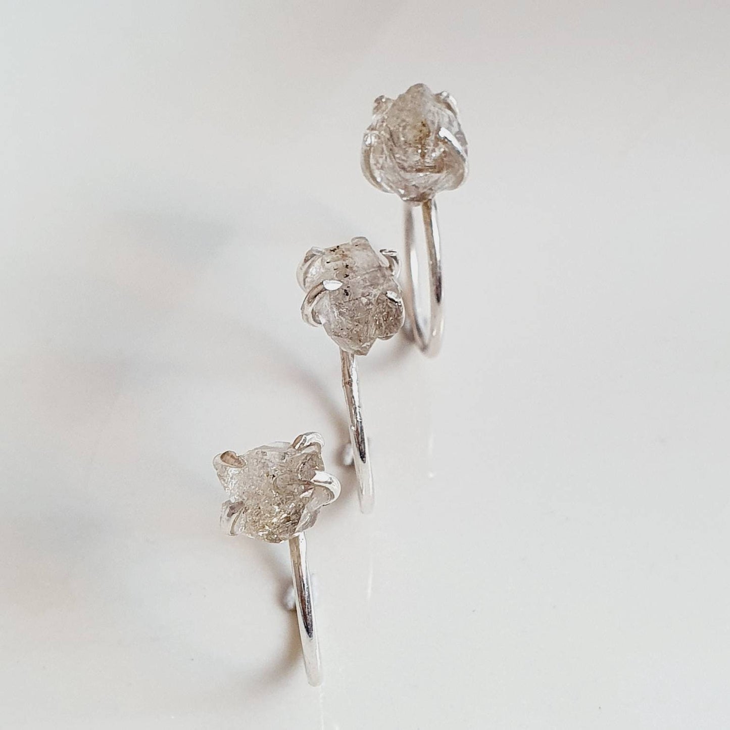 Herkimer Diamond Quartz Ring 925 Sterling Silver | Raw Crystal Gemstone Ring | Handmade Silver Jewellery