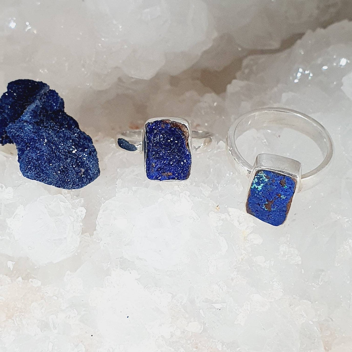 Raw Azurite Ring 925 Sterling Silver | Handmade Natural Azurite Gemstone Ring | Personalised Options