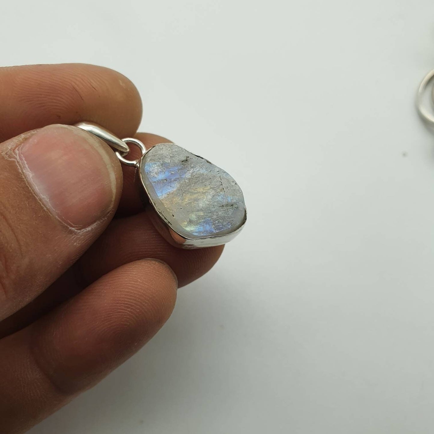 Raw moonstone pendant