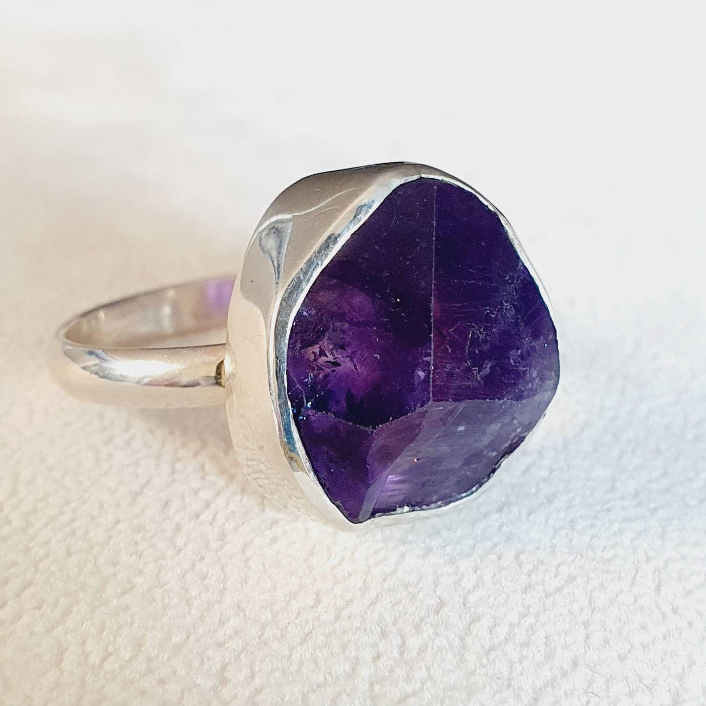 Raw amethyst rings