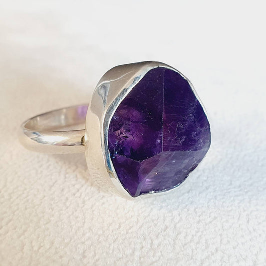 Raw amethyst rings