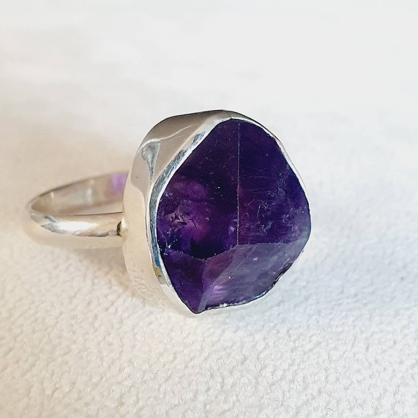 Raw amethyst rings
