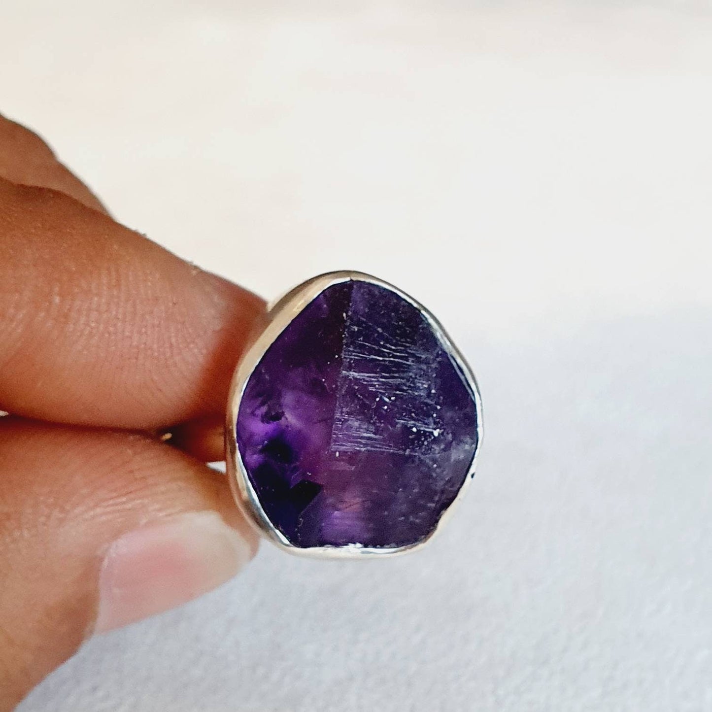 Raw amethyst rings