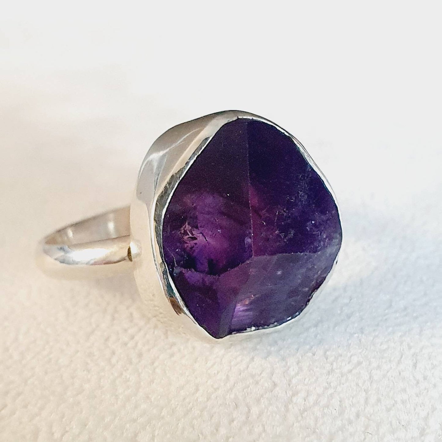 Raw amethyst rings