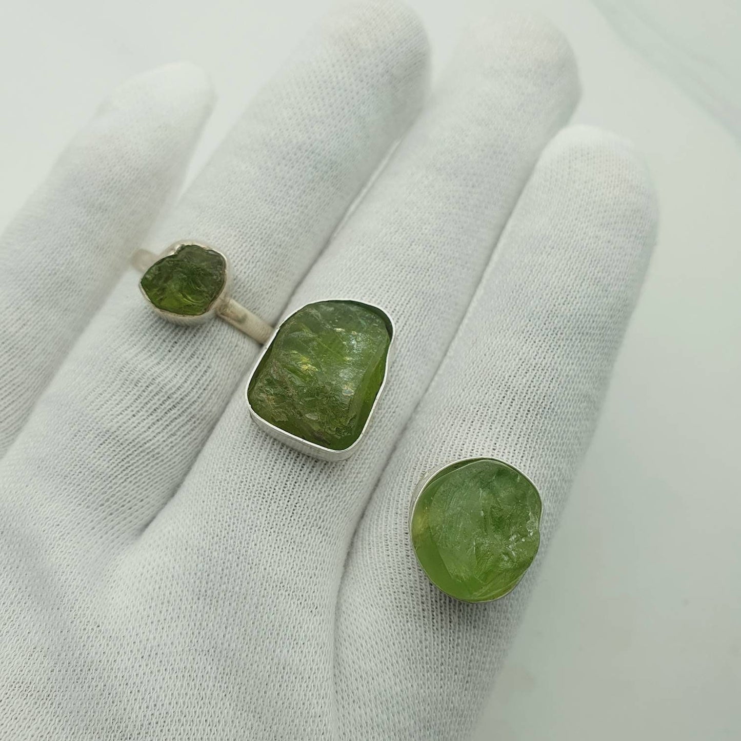 Genuine Raw Peridot Rings