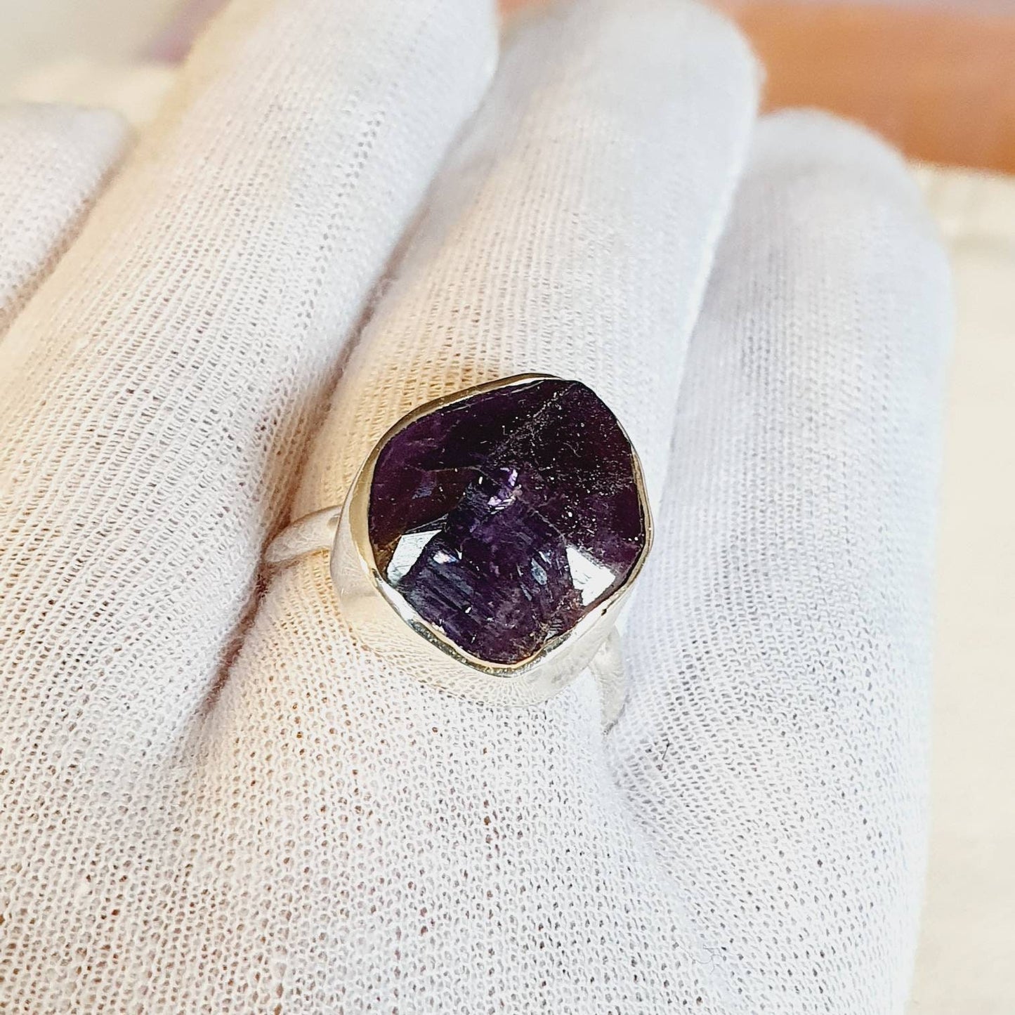 Raw amethyst rings
