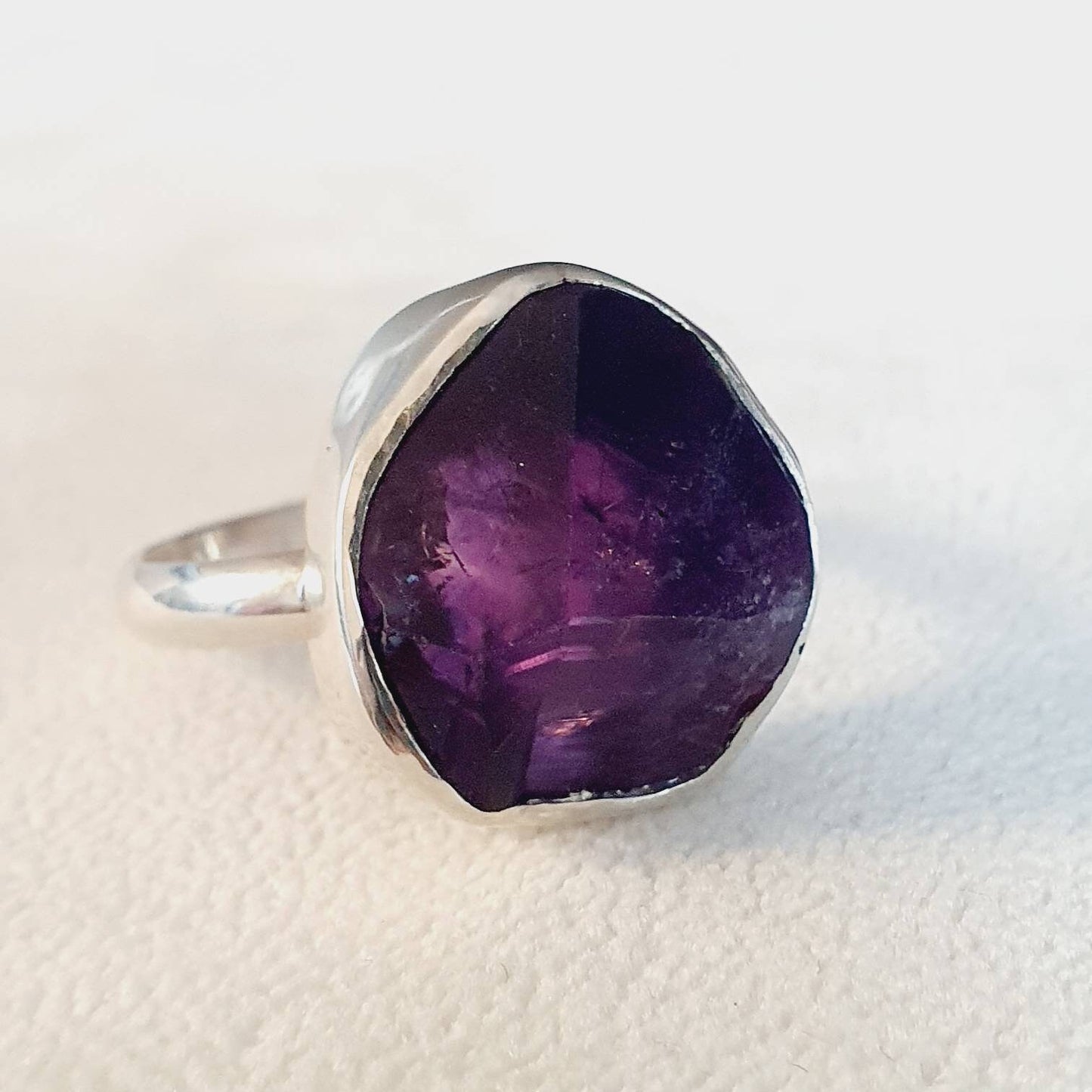 Raw amethyst rings