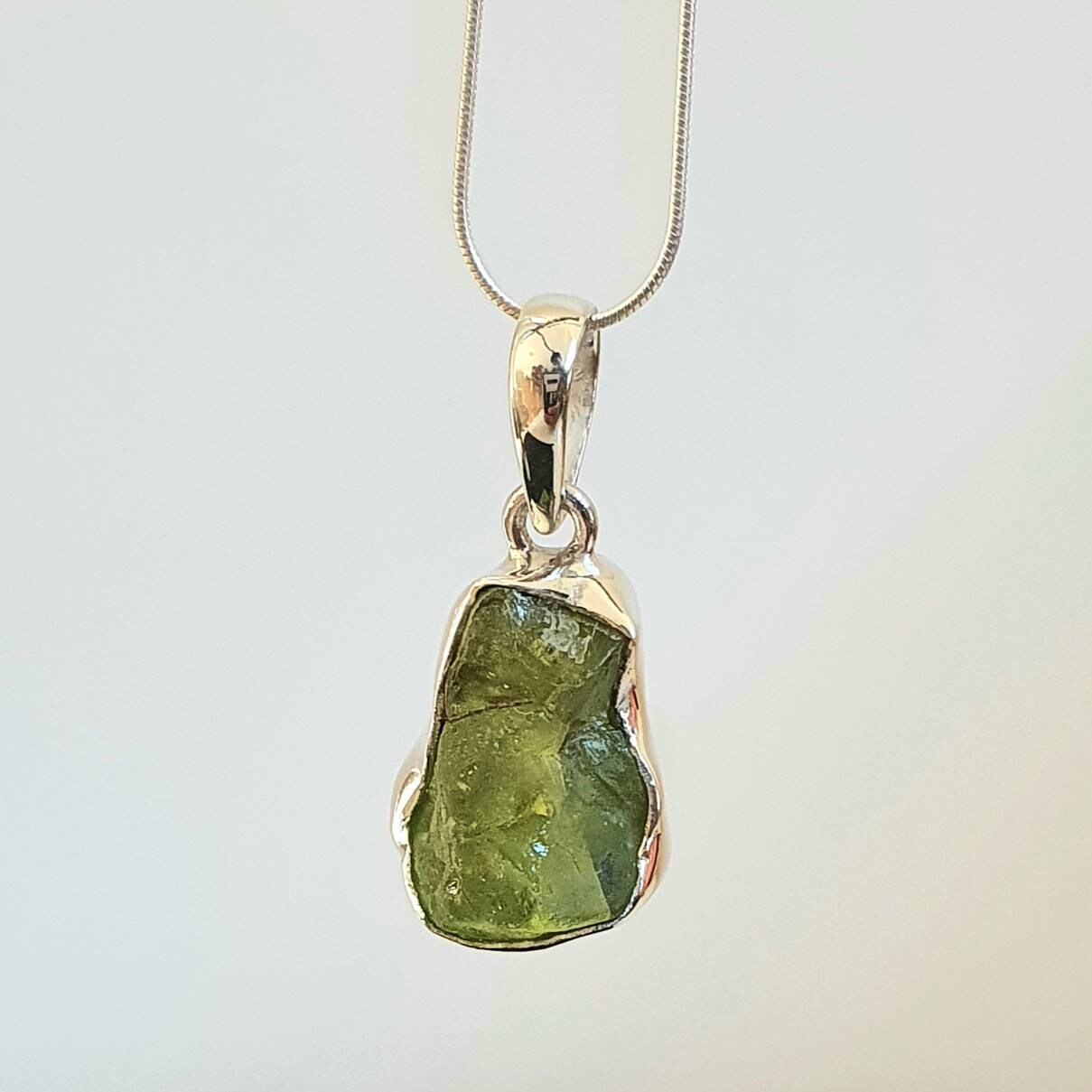 Raw Peridot pendant